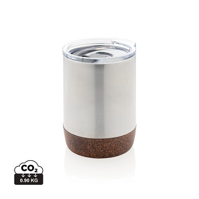 XD COLLECTION Kleine Vakuum-Kaffeetasse aus RCS rSteel & Kork, silber