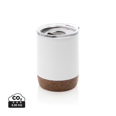 XD COLLECTION Kleine Vakuum-Kaffeetasse aus RCS rSteel & Kork, weiß