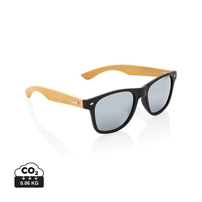 XD COLLECTION Sonnenbrille aus Bambus und RCS recyceltem Kunststoff, schwarz