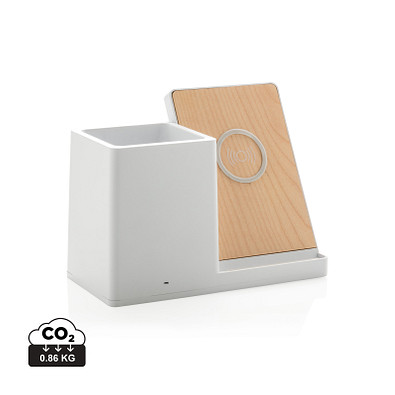 XD XCLUSIVE Ontario 10W Wireless Charger aus Bambus und RCS Kunststoff, weiß