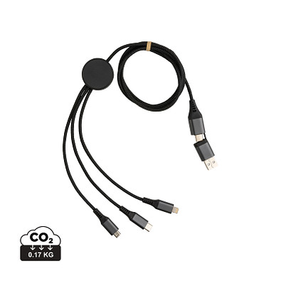 XD XCLUSIVE Terra 120cm 6-in-1-Kabel aus RCS recyceltem Aluminium, grau