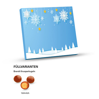 XS Adventskalender, Graspapier, Brandt Knusperkugeln Vollmilch, inkl. Druck