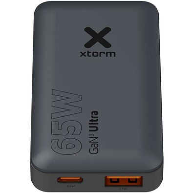 Xtorm 65 W Schnellladegerät für unterwegs mit Kabel und Reiseetui, schwarz