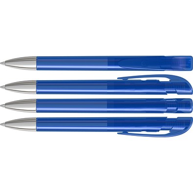uma® Kugelschreiber YES SI transparent inkl. Metallspitze, dunkelblau