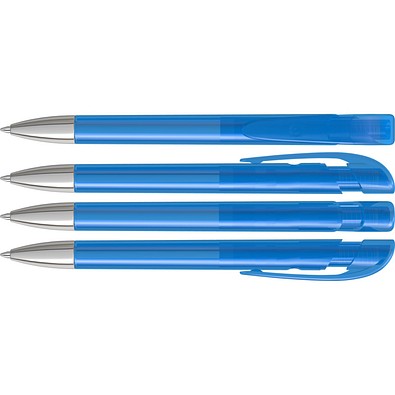 uma® Kugelschreiber YES SI transparent inkl. Metallspitze, hellblau