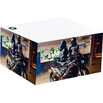 Zettelblock 9 x 9 x 4,5 cm, inkl. Digitaldruck runduml