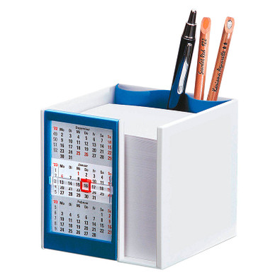 Zettelbox mit 2-Jahres-Kalender für 2021/2022, weiß/blau Zettelbox mit 2-Jahres-Kalender für 2021/2022, weiß/blau