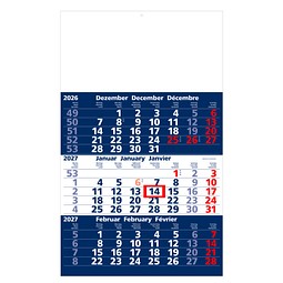 Geiger-Notes 3-Monats-Wandkalender Basic 2027, blau