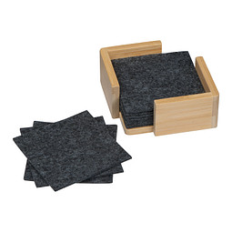 15 Filzuntersetzer im Bambusständer, anthrazit