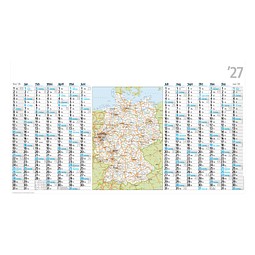 14-Monatswandplaner 2027, mit Deutschlandkarte, ungefalzt, inkl. 1-4 fbg. Werbeaufdruck