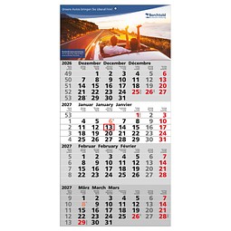 4-Monats-Wandkalender Quattro grau, B4 versandfähig, 2026