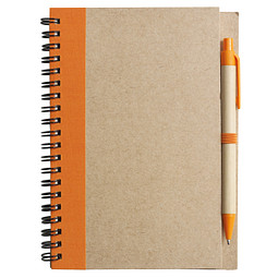 Notizbuch Recycling mit Kugelschreiber, orange
