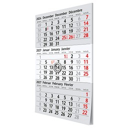 3-Monats-Ersatzkalendarium, grau/rot, 2-Jahre, 2026/2027