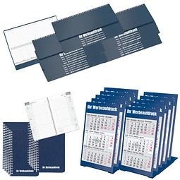 Kalender Set 60-teilig 2026, blau (inkl. Druck)