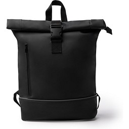 Roll-Top Rucksack aus PU, BLACK
