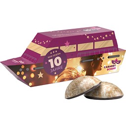 3D-Präsent Schiff, WEISS 4er Lebkuchen Mini, inkl. Druck