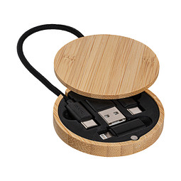 4-in-1 Ladekabel REEVES-CONVERTICS BAMBOO EVO, braun