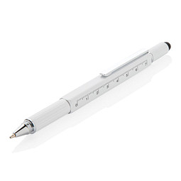 XD COLLECTION Aluminium Tool-Stift 5-in-1, blaue Mine, weiß