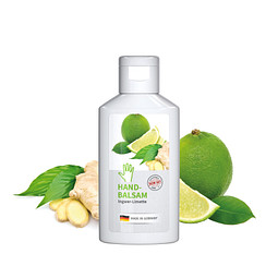 50 ml Flasche weiß - Handbalsam Ingwer - Limette - Body Label