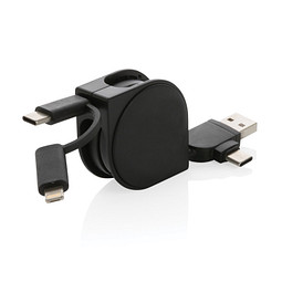 6-in-1 Kabel aus TPE und RCS Standard recyceltem Kunststoff, schwarz