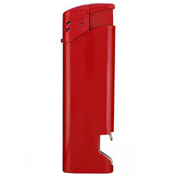 Piezo-Feuerzeug mit Flaschenöffner, rot