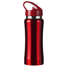 Metall-Trinkflasche Energy, ohne Trinkhalm, 600 ml, rot