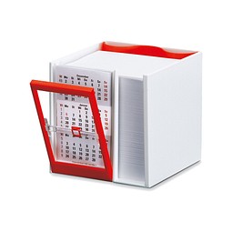 Tischkalender Zettelbox 2026/2027, weiß/blau