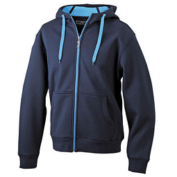 JAMES & NICHOLSON Unisex Jacke mit Kapuze, dunkelblau/hellblau, M