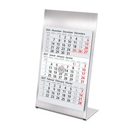 Geiger-Notes 3-Monats-Tischkalender aus Metall 2027/2028, gebürsteter Edelstahl