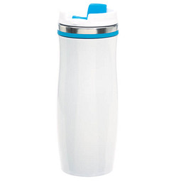 Metall-Isolierbecher Smooth, 400 ml, weiß/hellblau