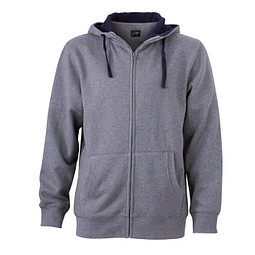 JAMES & NICHOLSON Unisex Sweat-Jacke mit Kapuze, grau, L