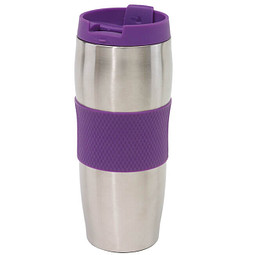Edelstahl-Isolierbecher Kaffeepause, 400 ml, silber/lila