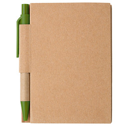 Notizbuch mit Kugelschreiber Mini, liniert, natur/grün