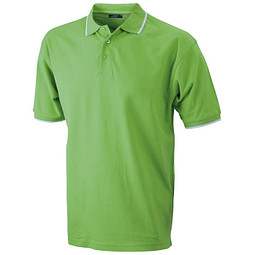 JAMES & NICHOLSON Herren Poloshirt Pique, hellgrün/weiß, XXL