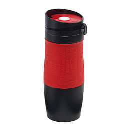 Metall-Isolierbecher Grip, 380 ml, schwarz/rot
