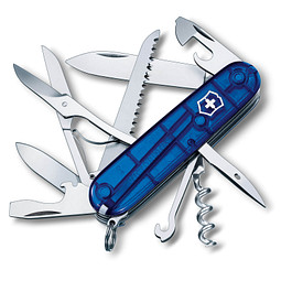 VICTORINOX Taschenmesser Huntsman, 15 Funktionen, blau-transparent