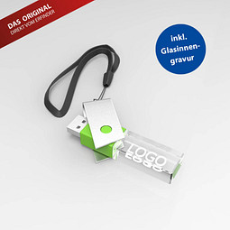 USB-Stick TURN 3D inkl. Gravur, 8 GB, grün