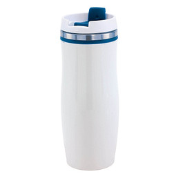 Metall-Isolierbecher Smooth, 400 ml, weiß/dunkelblau