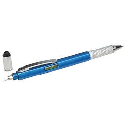 6 in 1 Touch-Kugelschreiber, blaue Mine, blau-metallic