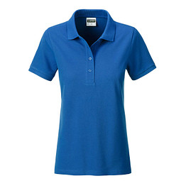 JAMES & NICHOLSON Damen Poloshirt Basic Bio BW, blau, S
