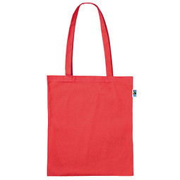 Fairtrade Baumwolltasche mit langen Henkeln, rot