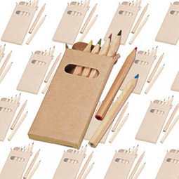 Werbe-Set 250-tlg.: Buntstifte 6-teilig inkl. Druck, natur