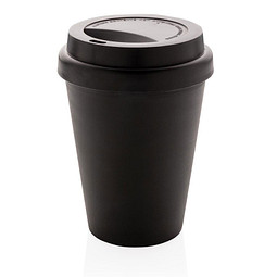 XD COLLECTION Wiederverwendbarer doppelwandiger Kaffeebecher, 300 ml, schwarz