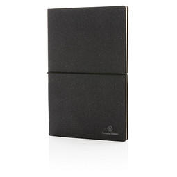 XD COLLECTION Notizbuch aus recyceltem Leder, DIN A5, liniert, grau