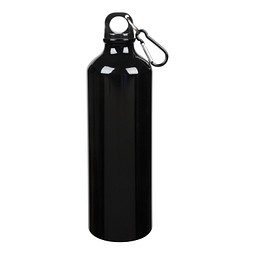 Aluminium-Trinkflasche mit Karabinerhaken, 750 ml, schwarz