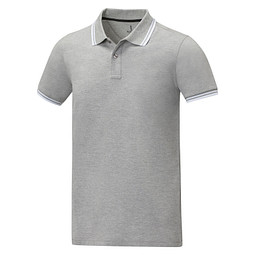 Amarago Polo mit abgesetztem Rand für Herren, heather grau, S