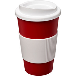 Americano Isolierbecher mit Schutzring, 350 ml, rot,weiss