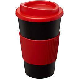 Americano Isolierbecher mit Schutzring, 350 ml, schwarz,rot