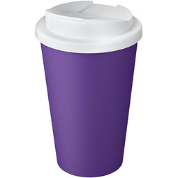 Americano® Eco 350 ml recycelter Becher mit auslaufsicherem Deckel, lila/weiß
