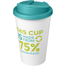 Americano® Eco 350 ml recycelter Becher mit auslaufsicherem Deckel, aquablau